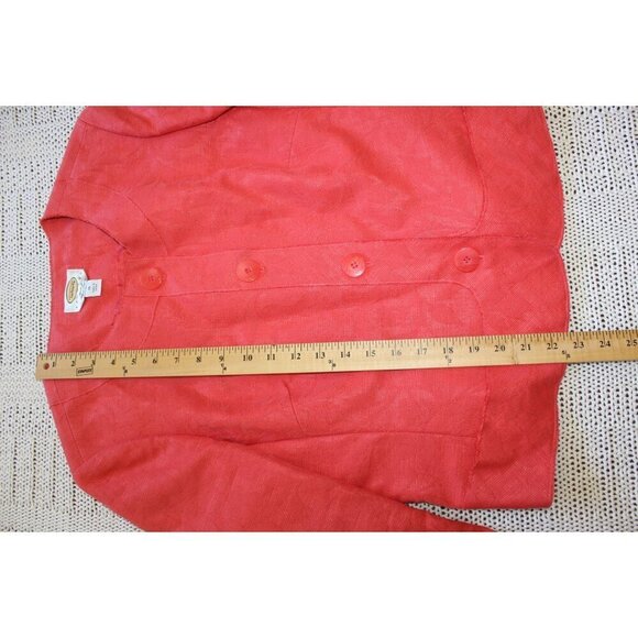 Talbots Coral Italian Fabric Women's Blazer Size 14P Button Professional Career - Picture 3 of 8